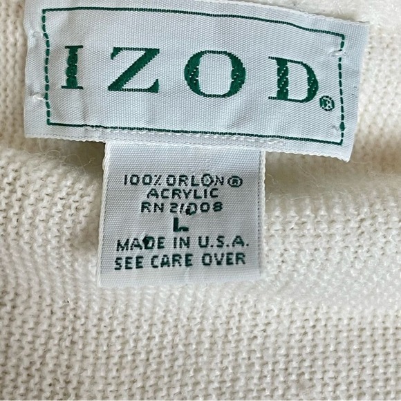 VTG IZOD Men's Mister Roger's White Button-Front Sweater Cardigan, Large - Picture 5 of 7
